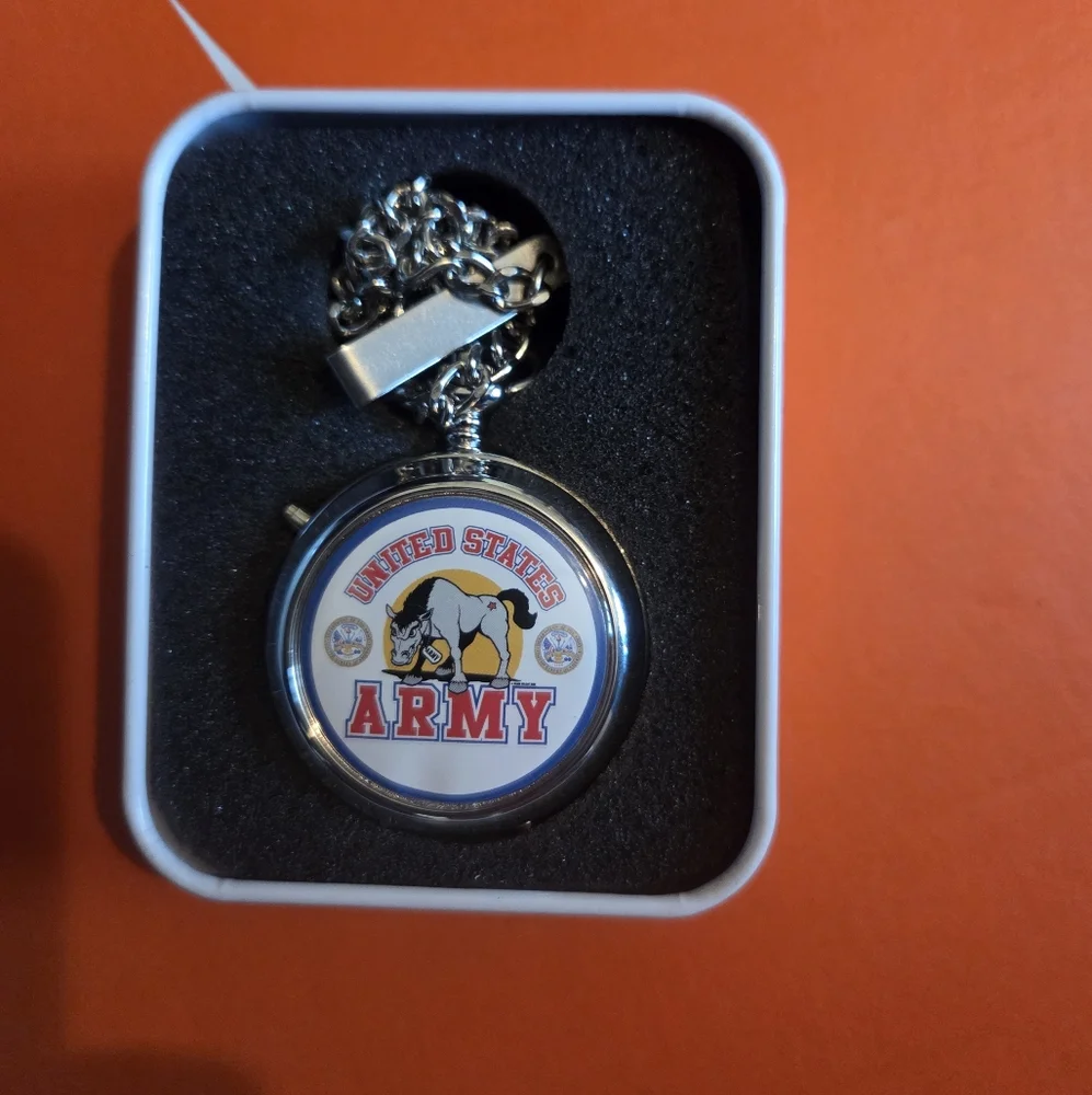 United States Army Silver Keychain And Pocket Watch By Westminster
